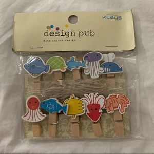 Sea Creature Themed Wooden Clips set of 10